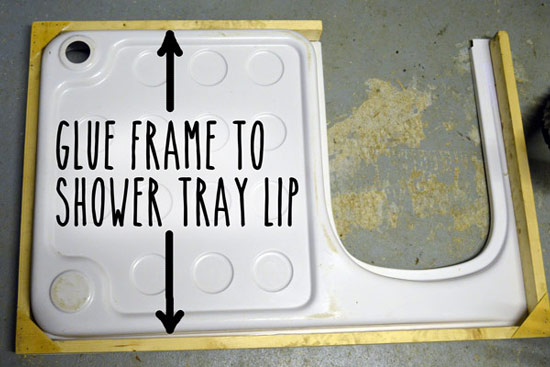 Gluing frame to shower tray