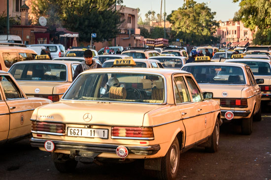 morocco-campervan-marrakech-taxis-traffic