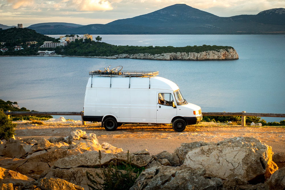 camping in van by the sea Sardinia