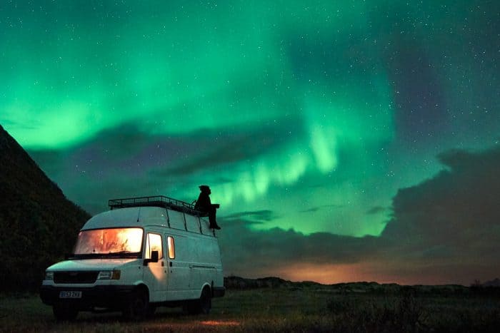 camping in norway under the Northern Lights