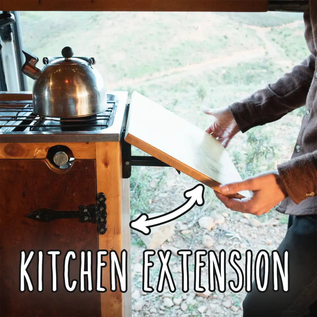 Placeholder photo of the van's kitchen storage and sink.