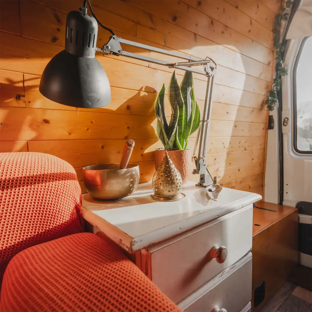 Placeholder photo of the van's kitchen worktop and hob.